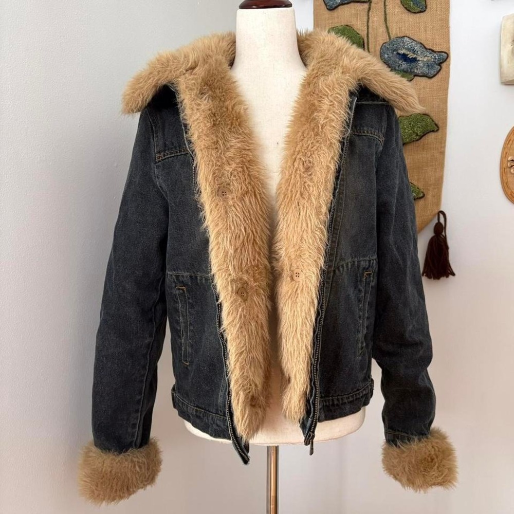 2000s Fur Lined Denim Jacket
